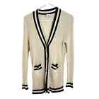 Cabi Womens Radcliffe Ribbed Cardigan Style Sweater 5458 Size Small Cream Navy