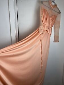 Vintage Peach Lace Maxi Dress