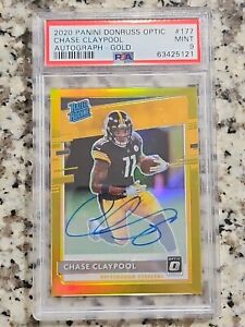 2020 Donruss Optic Chase Claypool Gold /10 Rookie / RC Auto Card - Graded PSA 9