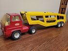 Vintage Mighty Tonka 1970s Car Carrier Semi Truck Trailer XR101 Metal Red/Yellow