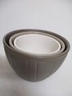 CRATE & BARREL Ombre white taupe brown nesting ceramic Bowl set  Carter McGuyer