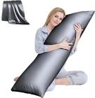 Body Pillow with Satin Pillowcase, Cooling Body Pillows for Adults, Long Pill.