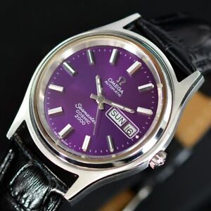 VINTAGE OMEGA SEAMASTER COSMIC 2000 AUTOMATIC PURPLE DIAL DATE DRESS MEN'S WATCH