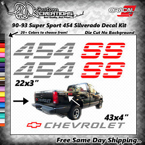 3PC For Chevrolet 454 SS Silverado Pickup 1500 Decals Emblems 90-93 Super Sport