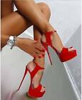Fashion Women Pumps Super High Heels Stiletto Sandals Platform Ankle Strap Shoes
