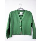 Zara Cropped Ribbed Cardigan Green Button Front Long Sleeve Teen Size 13-14
