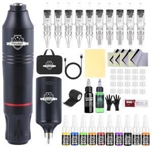 Wireless Tattoo Pen Machine Complete Kit with 10 Color Ink 10PCS Cartridg Needls