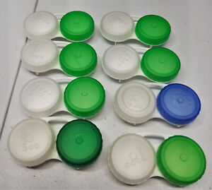 Set Lot of 8 Brand New Bausch & Lomb Contact Lens Cases Green and Blue
