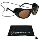 Glacier Sunglasses Goggles Leather Side Shields HD Blue Light Block Motorcycle
