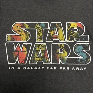 Adult Small Star Wars A Long Time Ago In A Galaxy Far Far Away Logo T-Shirt Grey