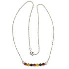 925 Solid Sterling Silver Multicolor Baltic Amber Round Colorful Necklace 20 in