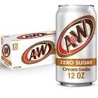 A&W Zero Sugar Cream Soda , 12 fl oz, 12 Pack Cans