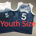 Youth Size Anthony #5 Edwards Minnesota Basketball Jersey All Stitched --