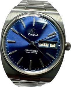 OMEGA Seamaster Automatic Men’s Watch Navy Dial Silver Antique Day and Date