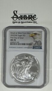Struck At West Point 2022 W S$1 NGC MS70 SILVER EAGLE FDOI “Bald Eagle 70Label”