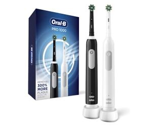 Oral-B TWIN PACK Black & White Oral-B Pro 1000 Rechargeable Toothbrushes, NIB