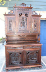 French Antique Chestnut Wood Brittany Buffet / Hutch