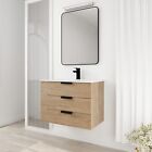 30‘’Bathroom Vanity With Top sink, Soft Close Drawer and Side Shelf imitate oak