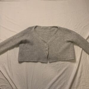 Womens Vintage Wool Blend Unbranded Cropped Cardigan Sweater Gray Size XL