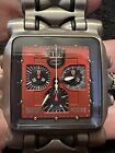 Oakley Minute Machine Watch Brushed Titanium Red Dial Time Tank Sapphire Crystal