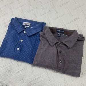 Lot Of 2 Peter Millar Collection Golf Polo Shirt Blue Maroon Mens Large