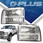 Clear Corner Clear/Chrome Headlights Fit For 2005-2007 Ford F250 F350 Super Duty (For: 2006 F-350 Super Duty)