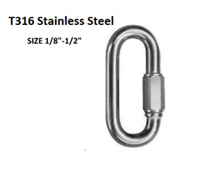 T316 Stainless Steel Carabiner Quick link Strap Connector Chain Repair Shackle D