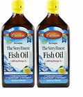 Carlson Omega-3 Norwegian Fish Oil EPA&DHA Lemon/Orange 16.9 oz Double Pack