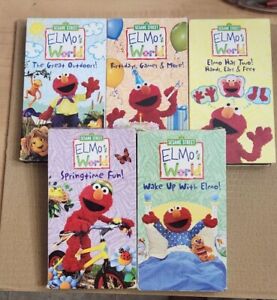 Elmo's World VHS Lot of 5 Elmo Birthday Animal Singing Drawing Spring Wake Up