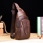 Genuine Leather Crossbody Mens Chest Bag Shoulder Bag Sling Bag Travel Daypack L