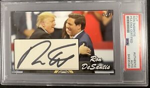 Ron DeSantis Signed Card Book Cut President Donald Trump Florida 1/1 PSA/DNA