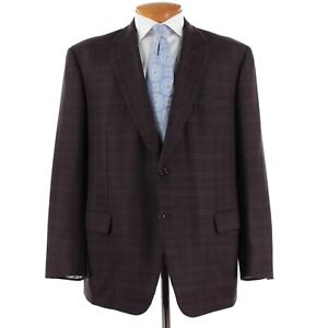 Brioni Wool/Cashmere NM Colosse Sport Coat Size 50R US In Burgundy & Gray Plaid