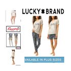 Lucky Brand Ladies' 3-piece Pajama Tee Shirt, Short And Jogger Pj Set L12