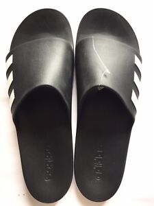 New Adidas Aqualette CF Men Slides Slippers Black/ White Size 18