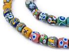 Mixed Krobo Powder Glass Beads Round 12mm Ghana African Multicolor Large Hole