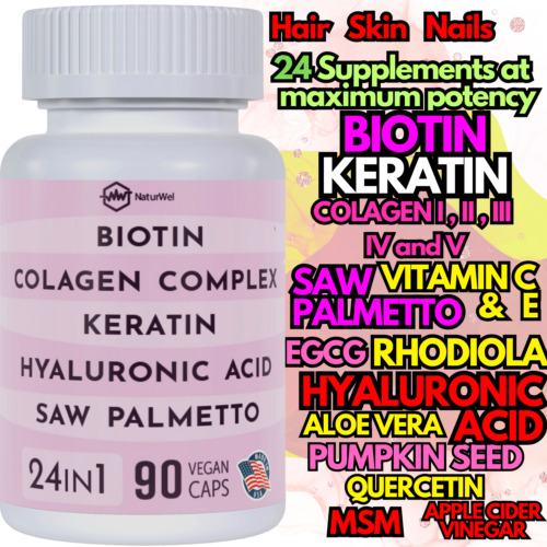 24 in 1 Collagen Blend Rhodiola Rosea 2500mg Biotin Hyaluronic Acid Vitamin C