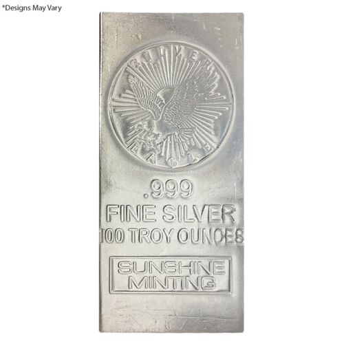 100 oz Sunshine Mint Vintage Silver Bar .999 Fine