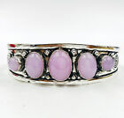 925 Sterling Silver Natural Rose Quartz Gemstone Jewelery Cuff bracelet