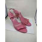 Coach Joelle Pink Leather Ankle Strap Wood High Heel Sandals Women's Size 9B