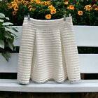 Express Ivory Pleated Textured Mini Skirt Scalloped Hem Women's Size 4
