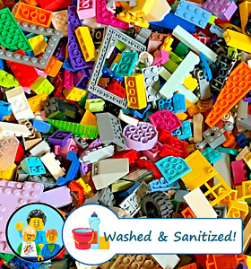 1 LB Lego Bricks & pieces - Random Colors, sizes & types - bulk Lot - Washed