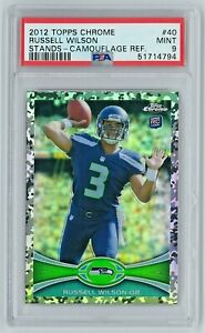 RUSSELL WILSON 2012 Topps Chrome Camouflage Refractor #40 /499 Rookie PSA 9 Mint