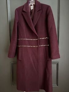 Aker Womens Sz S Medium Burgundy Coat Trench Jacket 42