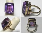 C1978 Vintage 14K Solid Yellow Gold Genuine 26ct Amethyst Cocktail Ring, Sz 6.25