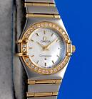 Ladies Omega Constellation 18K Gold SS Watch - White MOP Dial - Diamonds 1267.70