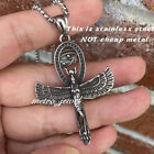 Stainless Steel Womens Egyptian ISIS Ankh Cross Eye of Horus Pendant Necklace