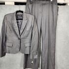 Anne Klein Women's Size 12 Gray 2 Piece Suit Set Blazer Jacket & Wide Leg Pants