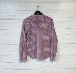 Womens Ralph Lauren shirt size medium button up long sleeve pink striped logo