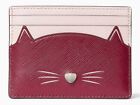 Kate Spade New York Meow Cat Pink Small Slim Credit Cardholder Wallet WLR00594