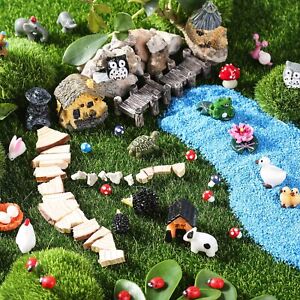 172Pcs Miniature Fairy Garden Accessories - Animal Figurines and Mini Landscapes